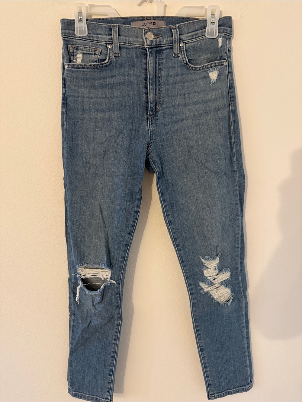 Joe's Jeans Distressed Mid Blue Skinny Jeans